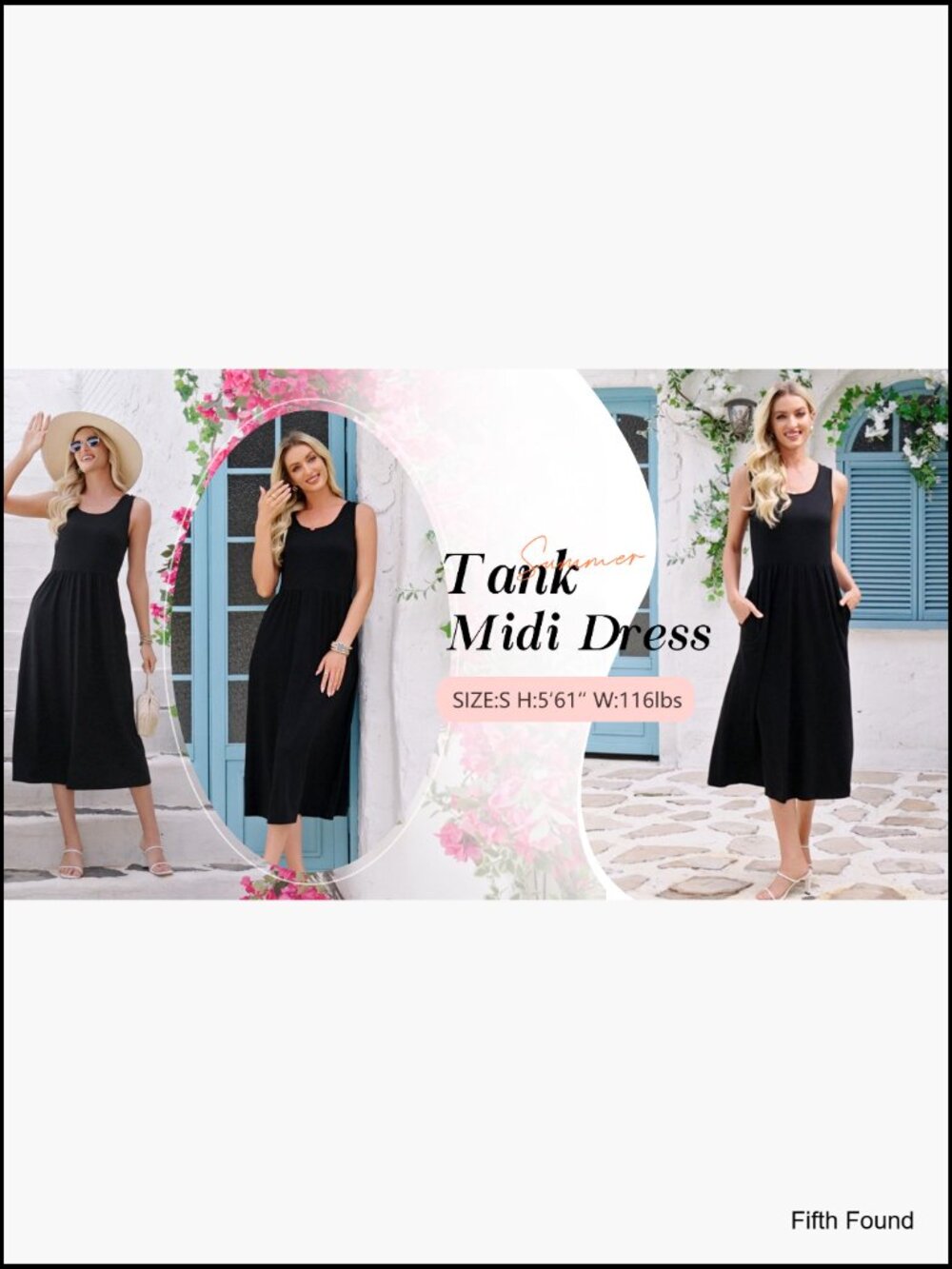 Women's Sleeveless Scoop Neck A-Line Midi Summer Dress with Pockets - Picture 7 of 7